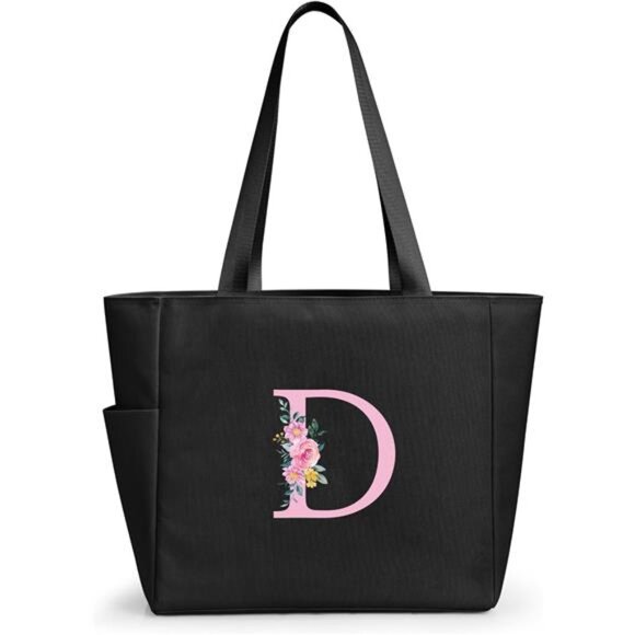Personalized Beach Tote Bag Black-d - Picture 1 of 7